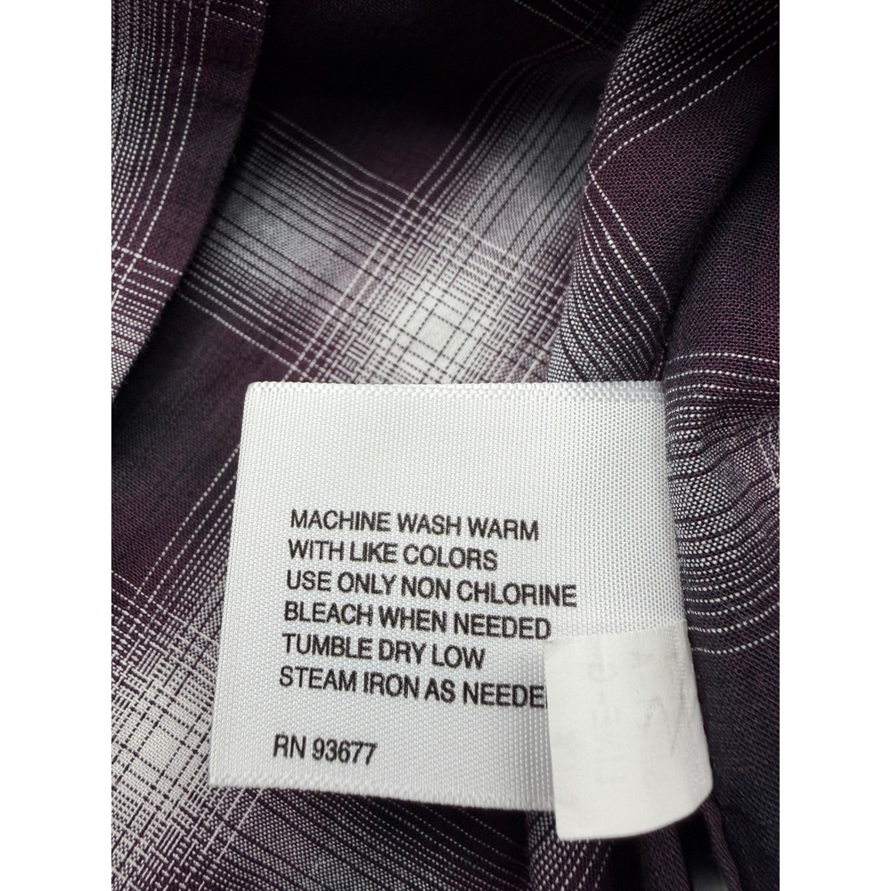 JF Ferrar Modern Fit Men's Medium Burgundy Plaid Long Sleeve Button Up Shirt - Picture 7 of 12